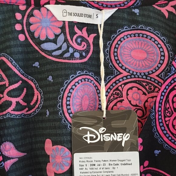 NWT Souled Store Disney Whimsigoth Boho Paisley Crop Top Indie Hippie  Small - Picture 9 of 13